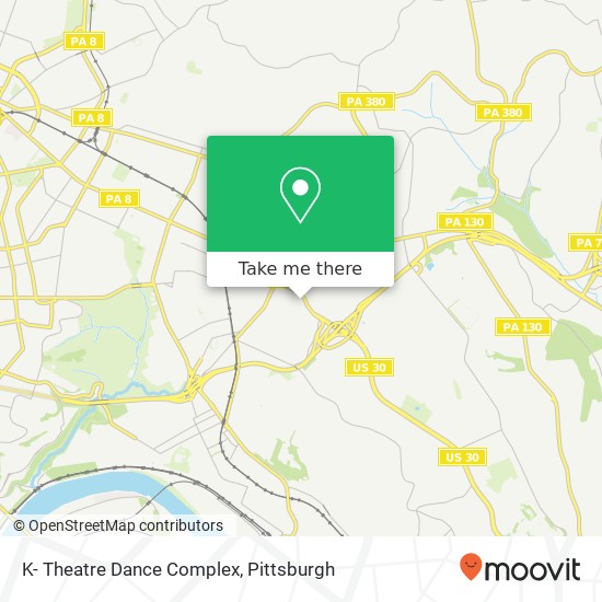 Mapa de K- Theatre Dance Complex, 1256 Franklin Ave Pittsburgh, PA 15221