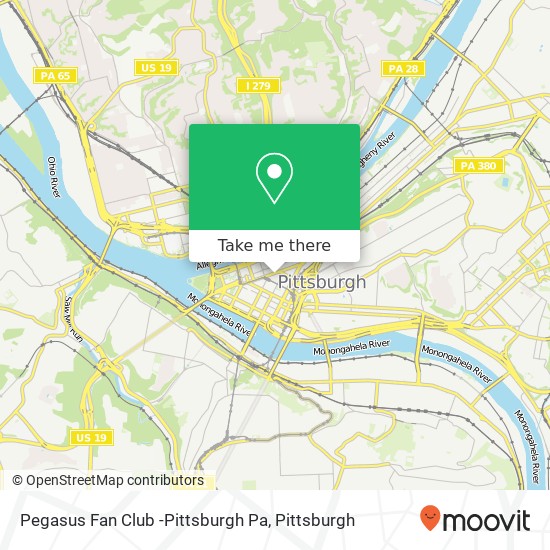 Pegasus Fan Club -Pittsburgh Pa map