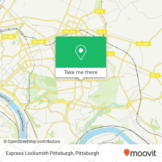 Mapa de Express Locksmith Pittsburgh