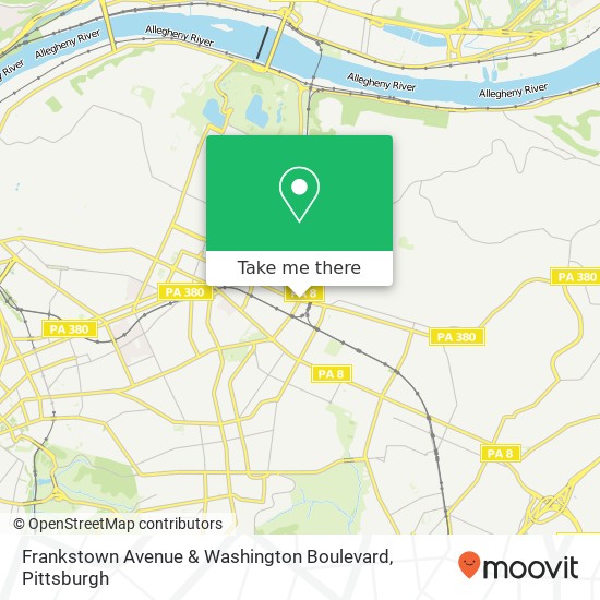 Frankstown Avenue & Washington Boulevard map