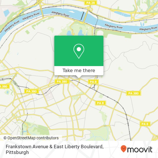 Frankstown Avenue & East Liberty Boulevard map
