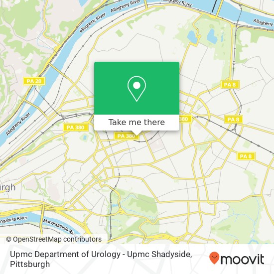 Upmc Department of Urology - Upmc Shadyside map