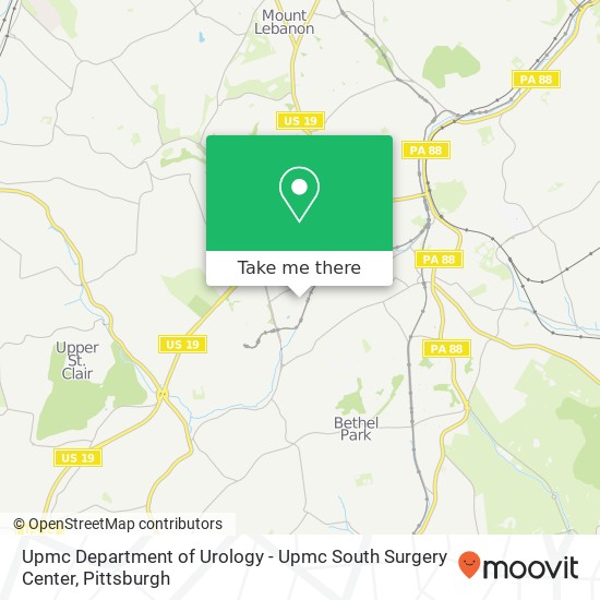 Mapa de Upmc Department of Urology - Upmc South Surgery Center