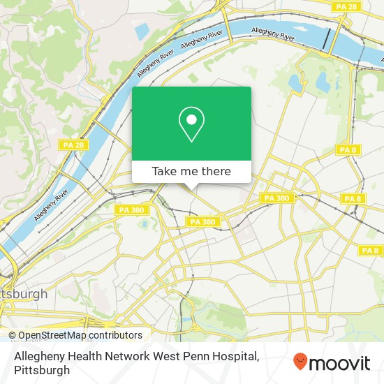 Allegheny Health Network West Penn Hospital map