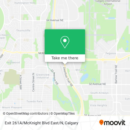 Exit 261A/McKnight Blvd East/N map