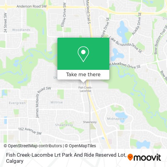 Fish Creek-Lacombe Lrt Park And Ride Reserved Lot map