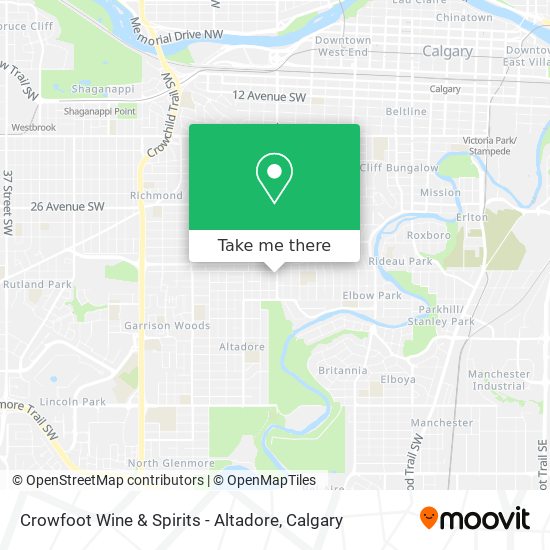 Crowfoot Wine & Spirits - Altadore map