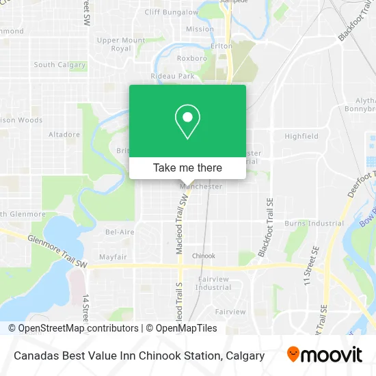 Canadas Best Value Inn Chinook Station map