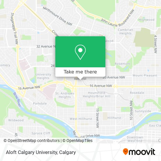 Aloft Calgary University map