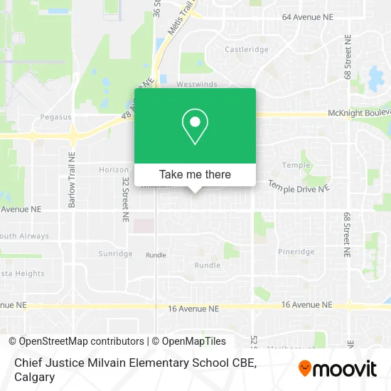 Chief Justice Milvain Elementary School CBE map
