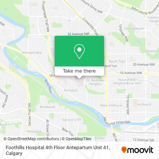 Foothills Hospital 4th Floor Antepartum  Unit 41 map