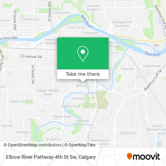 Elbow River Pathway-4th St Sw map