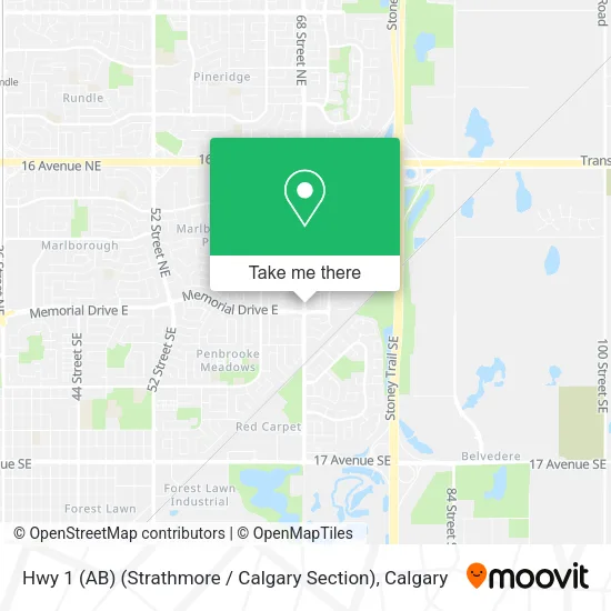 Hwy 1 (AB) (Strathmore / Calgary Section) map