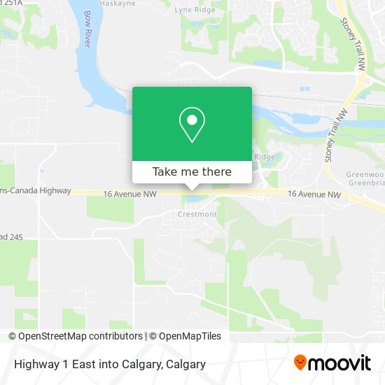 Highway 1 East into Calgary map