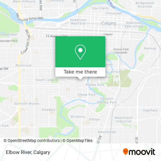 How to get to Elbow River in Calgary by Bus or Light Rail?