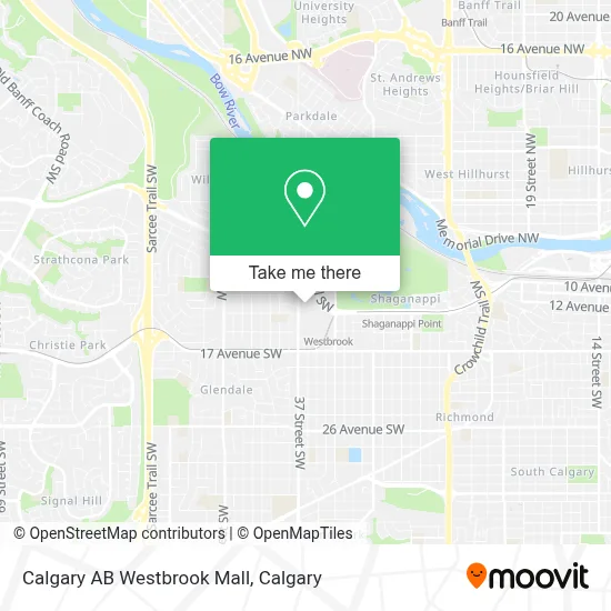 Calgary AB Westbrook Mall map
