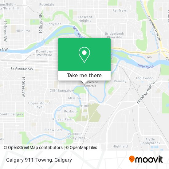 Calgary 911 Towing map