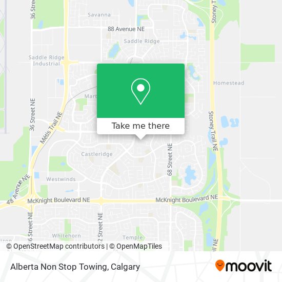 Alberta Non Stop Towing map
