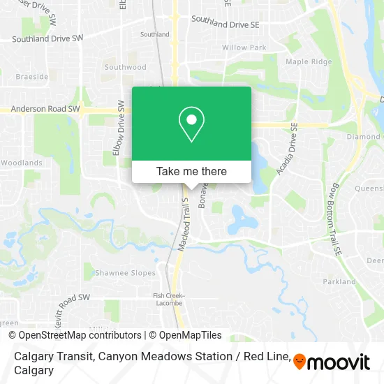 Calgary Transit, Canyon Meadows Station / Red Line map