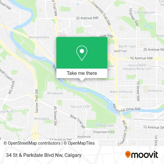34 St & Parkdale Blvd Nw map