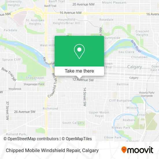Chipped Mobile Windshield Repair map