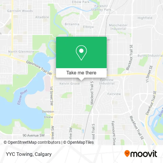 YYC Towing map