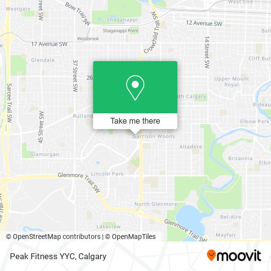 Peak Fitness YYC map