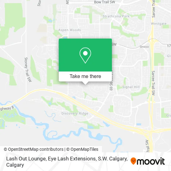 Lash Out Lounge, Eye Lash Extensions, S.W. Calgary map