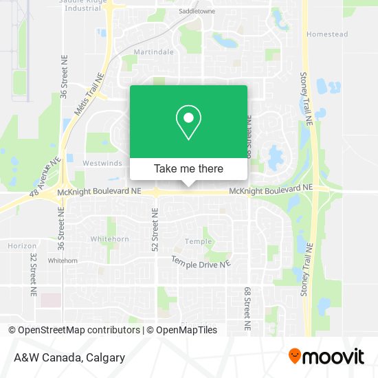 A&W Canada map