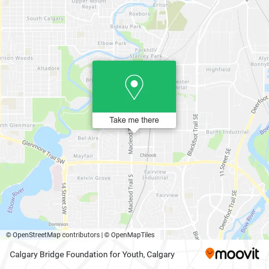 Calgary Bridge Foundation for Youth map