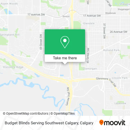 Budget Blinds Serving Southwest Calgary map