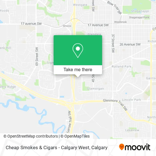 Cheap Smokes & Cigars - Calgary West map