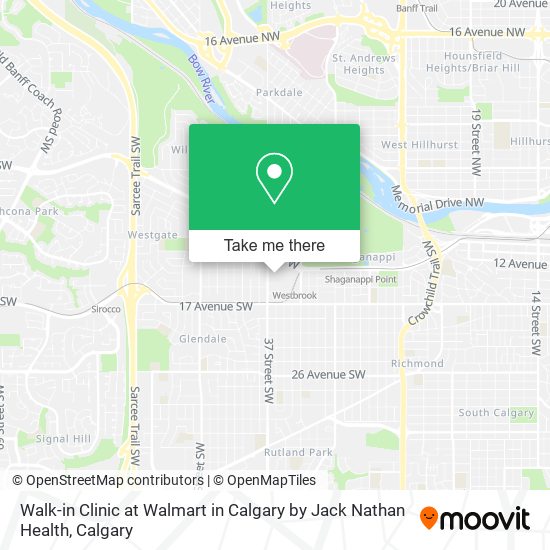Walk-in Clinic at Walmart in Calgary by Jack Nathan Health map