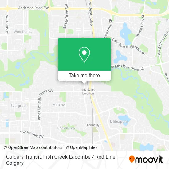 Calgary Transit, Fish Creek-Lacombe / Red Line map