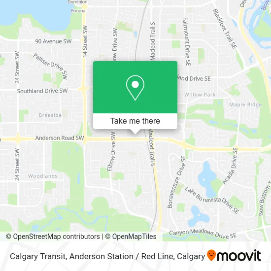 Calgary Transit, Anderson Station / Red Line map