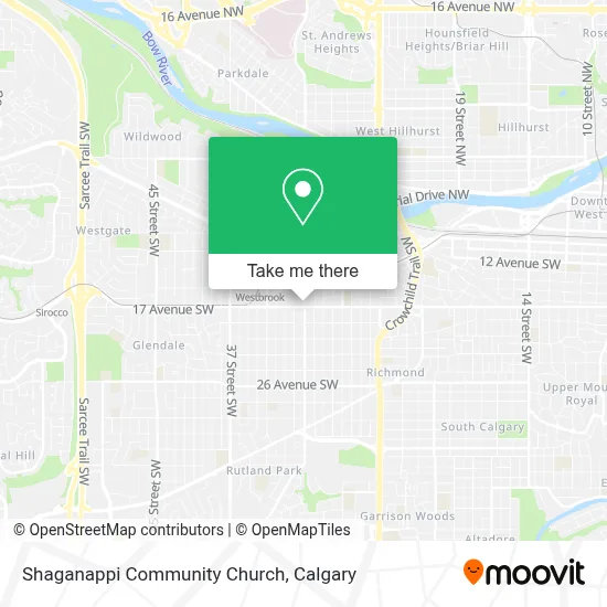 Shaganappi Community Church map