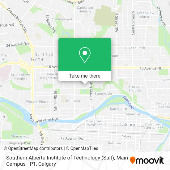 Southern Alberta Institute of Technology (Sait), Main Campus - P1 map
