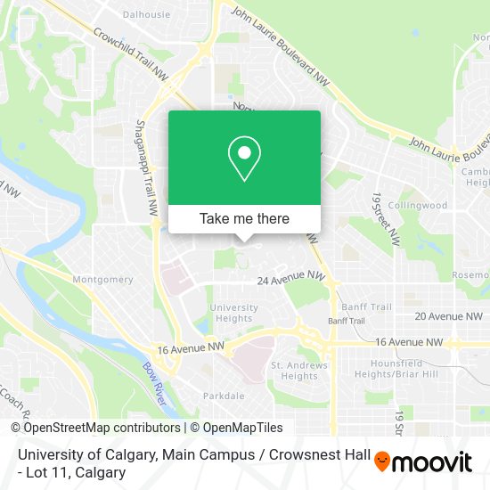 University of Calgary, Main Campus / Crowsnest Hall - Lot 11 map