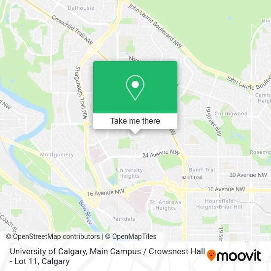 University of Calgary, Main Campus / Crowsnest Hall - Lot 11 map