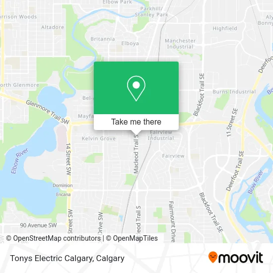 Tonys Electric Calgary map