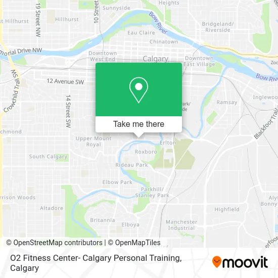 O2 Fitness Center- Calgary Personal Training map