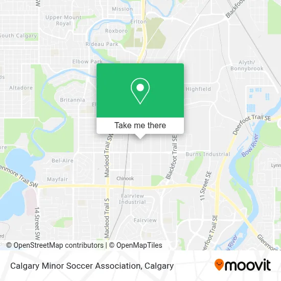 Calgary Minor Soccer Association map