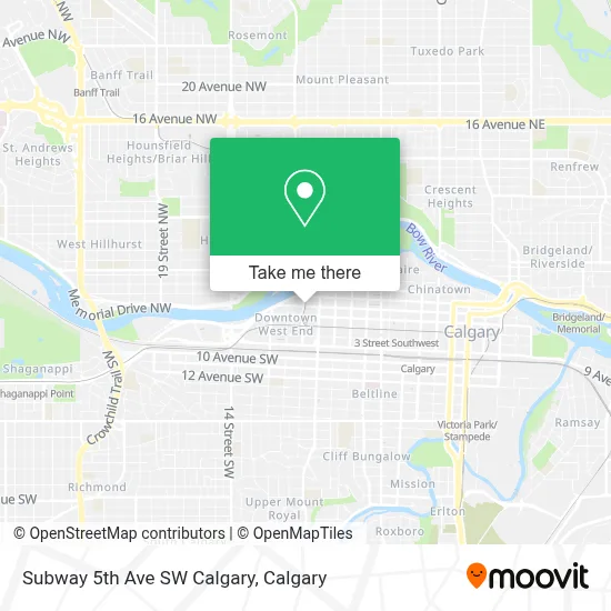 Subway 5th Ave SW Calgary map