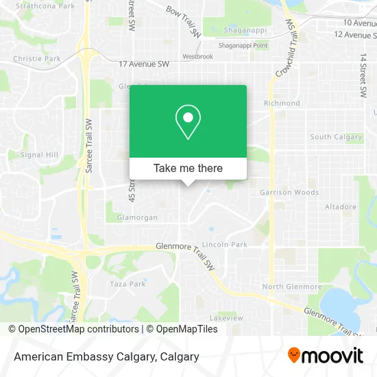 American Embassy Calgary map