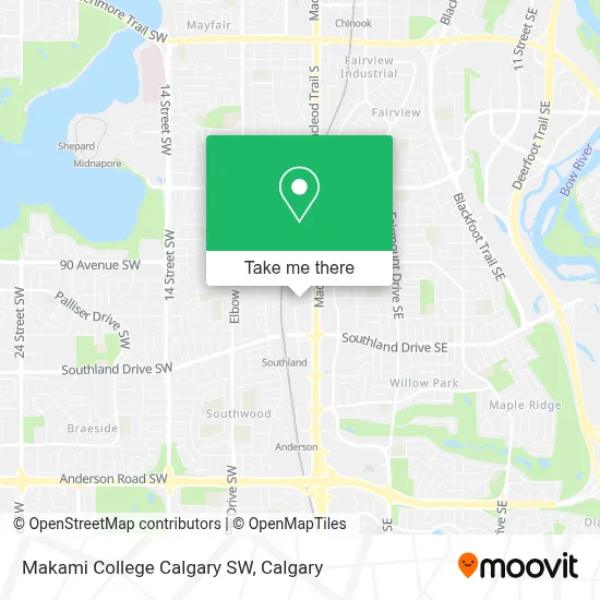 Makami College Calgary SW map