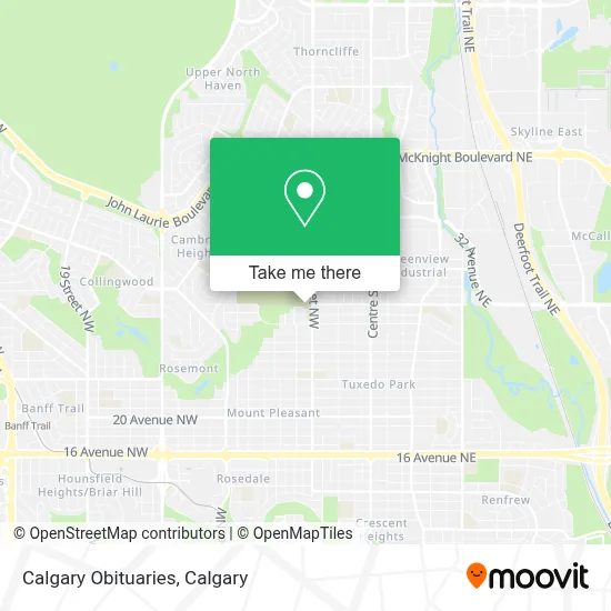 Calgary Obituaries map