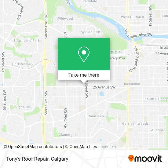 Tony's Roof Repair map