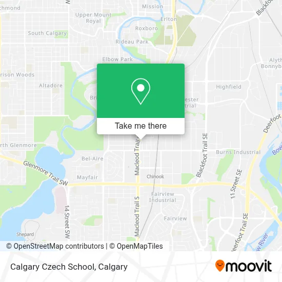Calgary Czech School map