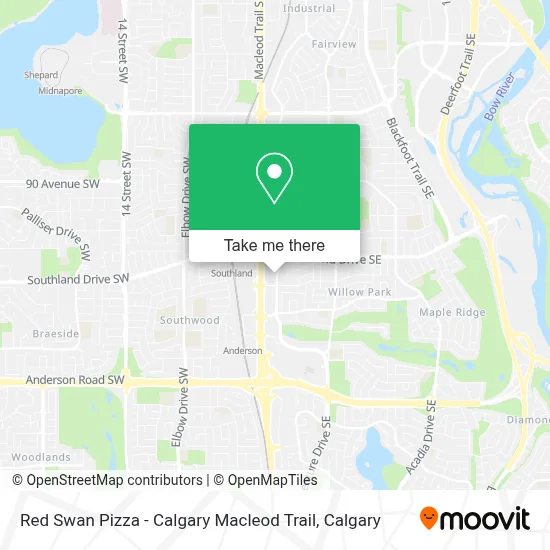 Red Swan Pizza - Calgary Macleod Trail map