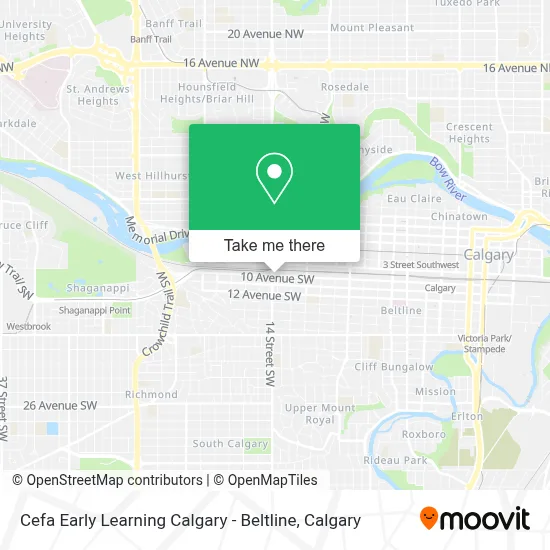 Cefa Early Learning Calgary - Beltline map